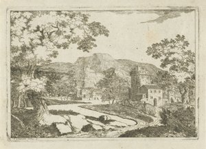 Flusslandschaft mit Häusern und Türmen