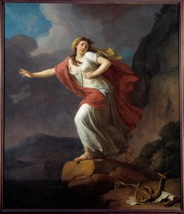 Die griechische Dichterin Sappho stürzt sich ins Meer von Jean Joseph Taillasson
