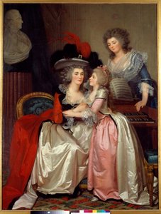 Familienporträt. Adelsfamilie, eine Mutter, Tochter und Nächste. Gemälde von Jean Laurent Mosnier (1743/4-1808) von Jean Laurent Mosnier