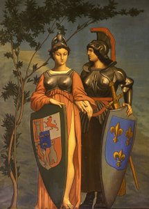 Allegorie des Pyrenäenvertrags von 1659 zwischen Frankreich und Spanien (Öl auf Leinwand)