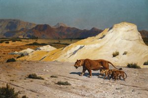 Löwin und Junge von Jean Leon Gerome