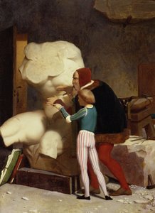 Michelangelo (1475-1564) zeigt einem Schüler den Belvedere Torso, 1849 von Jean Leon Gerome