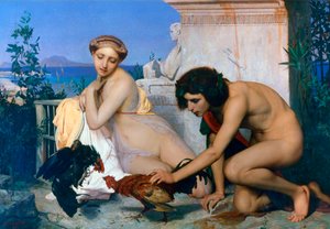 Junge Griechen ermutigen Hähne zum Kampf, 1846 von Jean Leon Gerome
