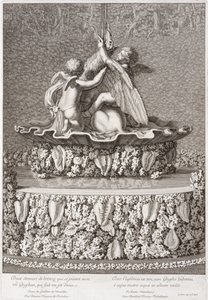 Brunnen mit zwei Amoren, die mit einem Greif spielen, von Benoit Massou, in Versailles, 1676 von Jean Lepautre