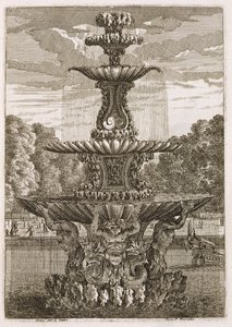 Platte aus Brunnen und Wasserstrahlen im italienischen Stil, 1661