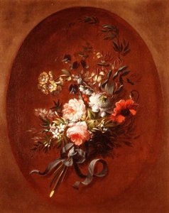 Blumenstrauß aus Rosen, Mohnblumen und anderen Blumen von Jean Louis (attr. to) Prevost