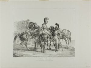 Eine Gruppe von Life Guards, Tafel 5 aus Verschiedene Motive aus dem Leben und auf Stein (Die Englische Suite) von Jean Louis André Théodore Géricault