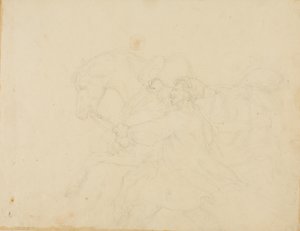 Stalljunge läuft neben einem Zugpferd von Jean Louis André Théodore Géricault