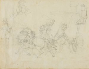 Postkutsche von fünf Pferden gezogen und andere Skizzen von Jean Louis André Théodore Géricault