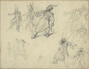 Studien eines Grenadiers und eines Munitionswagens von Jean Louis André Théodore Géricault