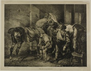 Der englische Hufschmied, Platte 10 aus Verschiedene Motive nach dem Leben auf Stein gezeichnet von Jean Louis André Théodore Géricault
