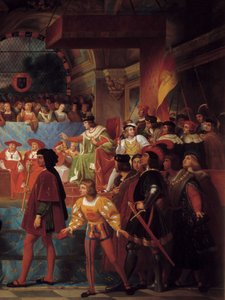 König Ludwig XII. wird zum Vater des Volkes erklärt bei den Generalständen von Tours am 14. Mai 1506. Detail. Gemälde von Jean Louis Bezard (1799-1861) von Jean Louis Bezard