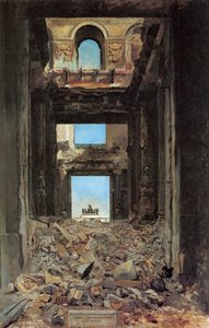 Die Ruinen des Tuilerienpalastes nach der Kommune von 1871, 1877 von Jean Louis Ernest Meissonier