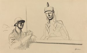 Französischer Soldat spricht Germania an von Jean Louis Forain