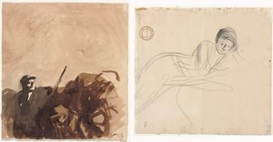 Soldat in einem Graben (recto) Liegende Frau (verso) von Jean Louis Forain