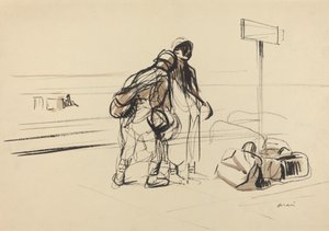Zwei französische Soldaten in der Nähe eines Anschlagbretts von Jean Louis Forain