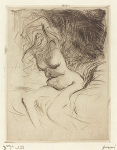 Frau zieht ihr Hemd aus von Jean Louis Forain