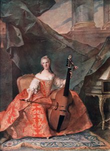 Madame Henriette de France im Hofkostüm spielt eine Bassgambe, 1754 von Jean Marc Nattier