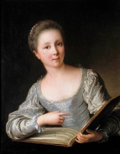 Porträt einer jungen Frau. Die junge Frau liest ein Notenblatt - Gemälde von Jean Marc Nattier (1685-1766) 1719