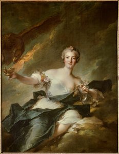 Porträt der Herzogin von Chaulnes, dargestellt als Hebe, Göttin der Vernunft (Anne Josephe Bonnier de la Masson, Ehefrau des Herzogs von Chaulnes) dargestellt mit einem Adler, der den Gott Jupiter symbolisiert. Gemälde von Jean Marc Nattie von Jean Marc Nattier