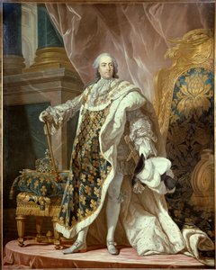 Ganzkörperporträt von Ludwig XV. (1710-1774) in heiligem Kostüm, König von Frankreich. Nach Louis Michel van Loo (1707-1771) 1761