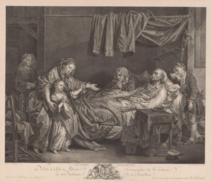 Familie um ein Krankenbett