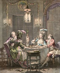 Das Gourmet-Abendessen - Gravur von Isidore Stanislas Helman (1743-1809) 1781 nach Moreau, Jean Michel der Jüngere (1741-1814) von Jean Michel the Younger (after) Moreau