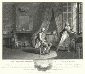Die letzten Worte von Jean-Jacques Rousseau (Stich) von Jean Michel the Younger Moreau