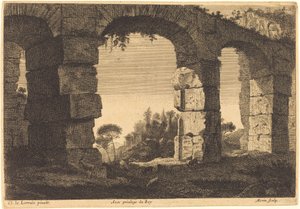 Ruinen eines Aquädukts von Jean Morin after Claude Lorrain