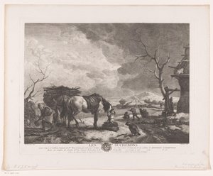 Holzfäller in einer Winterlandschaft von Jean Moyreau