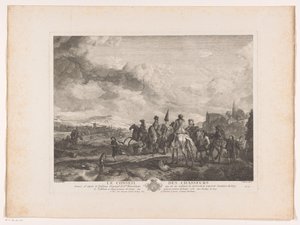 Rastende Jagdgesellschaft in einer Landschaft von Jean Moyreau
