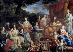 König Ludwig XIV. und seine Familie verkleidet als mythologische Figuren von Jean Nocret