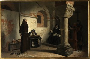 Bernard Delicieux vor dem Inquisitionstribunal, Öl auf Leinwand von Jean Paul Laurens