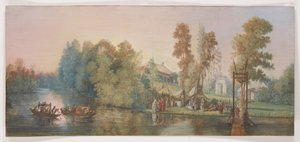 Galante Szene: Picknick an einem See, 1787 von Jean Pierre Norblin de La Gourdaine
