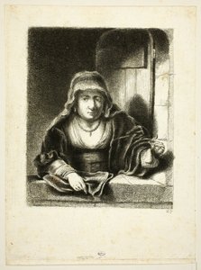 Frau am Fenster von Jean Pierre Norblin de La Gourdaine