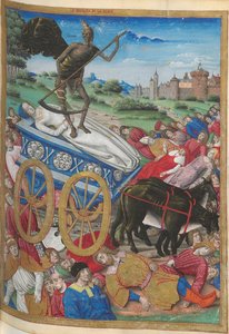 Der Triumph des Todes: der Tod von Laura. Miniatur aus Pétrarque, Les Triomphes von Jean Serpin