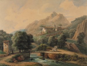 Italienische Landschaft: Die Abtei und die Mönche