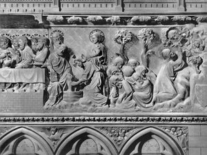 Kathedrale, Innenraum, Chorschranke, Das letzte Abendmahl, Jesus Christus wäscht die Füße der Apostel, Christus im Garten Gethsemane, ca. 1340-51 von Jean and Jean Le Boutellier Ravy