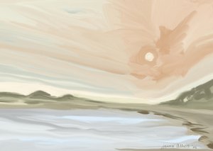 Gelassener Strandsonnenuntergang