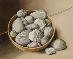 Schale mit Kieselsteinen, 2005 von Jenny Barron