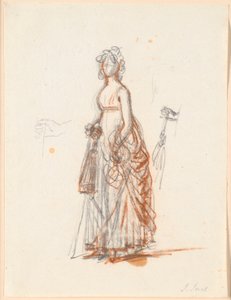 Studie zum Rybergschen Familienbild; Frau Rybergs Figur und rechte Hand mit einem Sonnenschirm