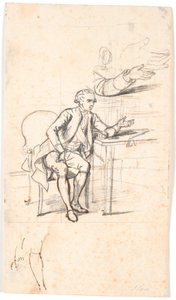 Studie zum Holmskiold-Familienbild von 1787: Geheimer Rat Theodor Holmskiold sitzt an einem Tisch von Jens Juel