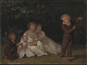 Die fünf Kinder des Künstlers in einem Garten. Studie von Jens Juel