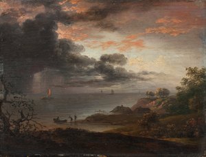 Gewitterregen stürzt ins Meer von Jens Juel
