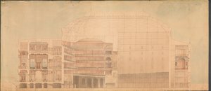 Das Königliche Theater 1874. Längsschnitt von Jens Vilhelm Dahlerup