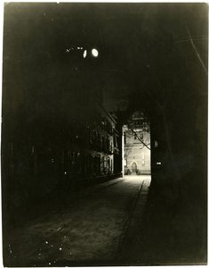 Patchin Place bei Nacht, Greenwich Village, New York, USA, ca. 1905-20
