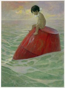 Tom saß lange Tage auf der Boje, aus Die Wasserkinder von Charles Kingsley, veröffentlicht 1916