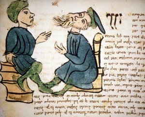 Judentum: Darstellung des Lernens eines Rabbiners. Manuskript aus dem 15. Jahrhundert. Biblioteca Palatina, Parma von Jewish School