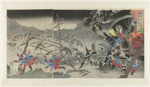 Zerstörung der Eisenbahn in Mandschurei während des Russisch-Japanischen Krieges