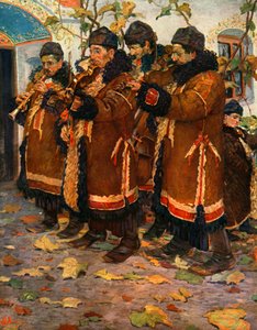 Musiker aus Hroznová Lhota: Klarinette, Violine und Kontrabass. 1861-1940, 1948 von Joža Uprka